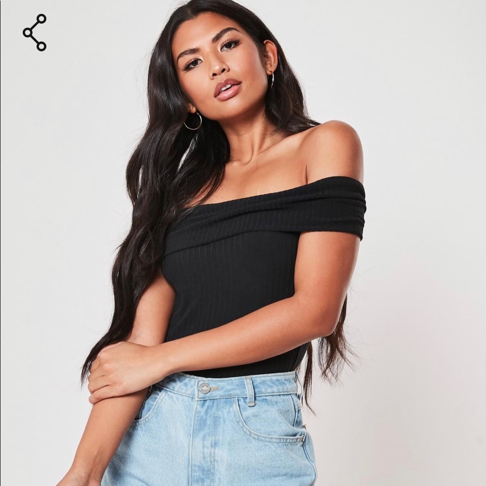 Missguided Black Fold Over Bodysuit